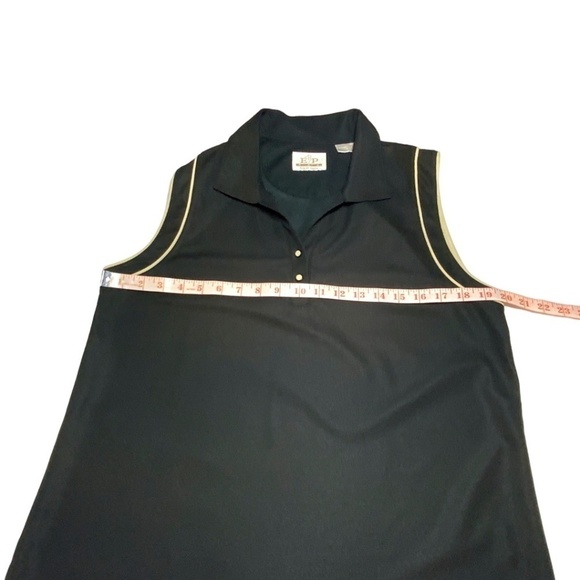 EP PRO Golf Sleeveless Polo Shirt Easy Care Poly Black with Pale Yellow Trim XL - Picture 7 of 11